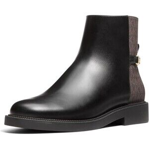 Michael Kors Mandy Boots Womens 9.5M Black Brown Leather Round Toe Ankle Bootie